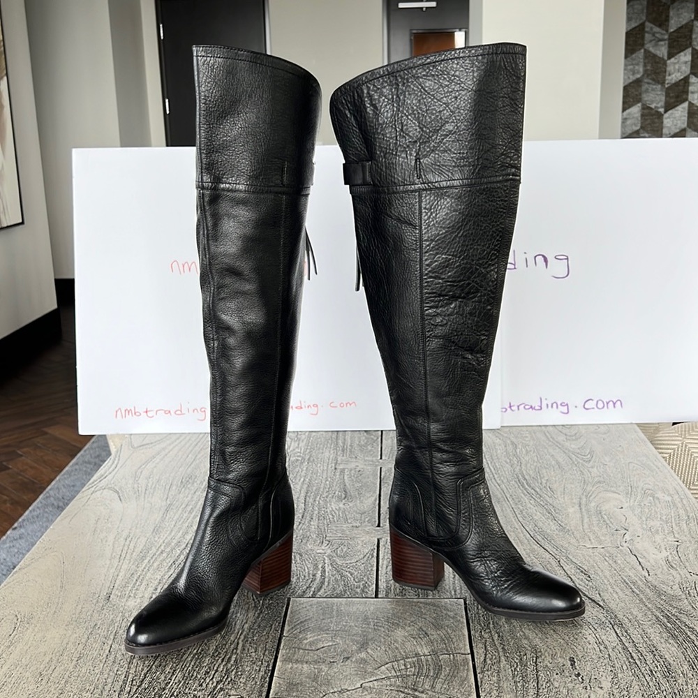 🇺🇸Franco Sarto wide calf size 6.5M genuine leather knee hi boots